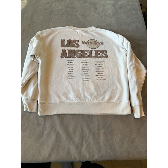 Hard Rock Cafe Los Angeles Crewneck Sweatshirt Medium Beige Pullover - Picture 2 of 9